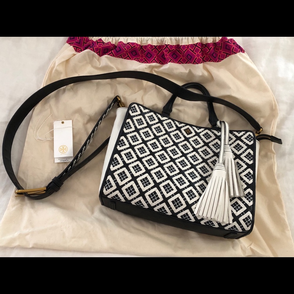 Tory Burch Robinson woven-leather satchel